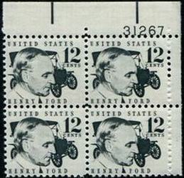 U.S. #1286A 12c Henry Ford PNB of 4