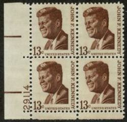 U.S. #1287 13c John F. Kennedy PNB of 4