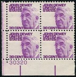 U.S. #1291 30c John Dewey PNB of 4