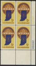 U.S. #1308 Indiana Statehood PNB of 4