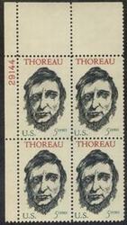 U.S. #1327 Henry David Thoreau PNB of 4
