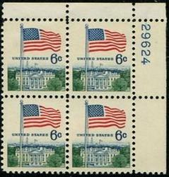 U.S. #1338 6c Flag & White House - Perf. 11 PNB of 4