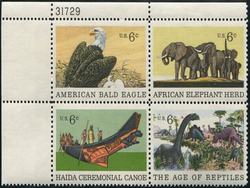 U.S. #1390a Natural History PNB of 4