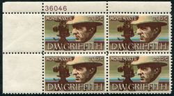 U.S. #1555 American Arts - D.W. Griffith, Moviemaker PNB of 4
