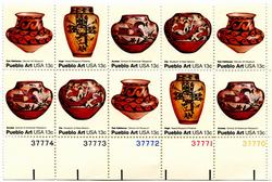 U.S. #1709a Pueblo Pottery PNB of 10