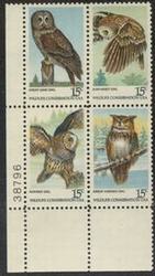 U.S. #1763a American Owls PNB of 4