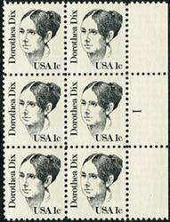 U.S. #1844 1c Dorothea Dix PNB of 6