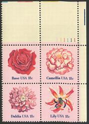 U.S. #1879a Flowers PNB of 4