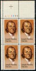 U.S. #2038 Joseph Priestley PNB of 4