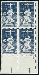 U.S. #2046 Babe Ruth PNB of 4