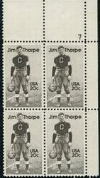 U.S. #2089 Jim Thorpe PNB of 4