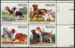 U.S. #2101a Dogs PNB of 4