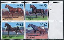 U.S. #2158a Horses PNB of 4