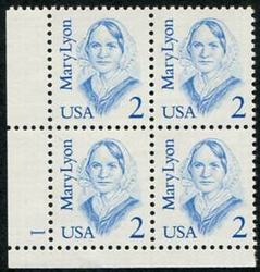 U.S. #2169 2c Mary Lyon PNB of 4