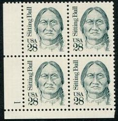 U.S. #2183 28c Sitting Bull PNB of 4