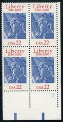 U.S. #2224 Statue of Liberty PNB of 4