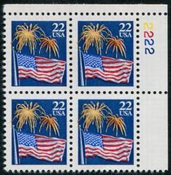 U.S. #2276 22c Flag & Fireworks PNB of 4