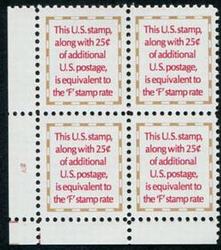 U.S. #2521 4c Equivalent Stamp PNB of 4