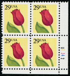 U.S. #2524 29c Tulip Perf 11 PNB of 4