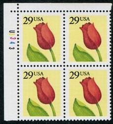 U.S. #2524A 29c Tulip Perf 13x12 PNB of 4