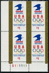 U.S. #2539 $1 USPS Eagle, Olympic Rings PNB of 4