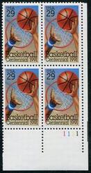 U.S. #2560 Basketball Centennial PNB of 4