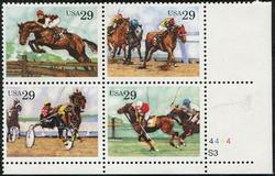 U.S. #2759a Sporting Horses PNB of 4