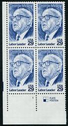 U.S. #2848 George Meany PNB of 4