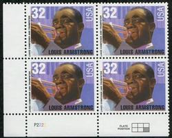 U.S. #2982 Louis Armstrong PNB of 4