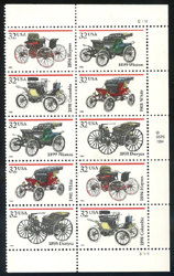 U.S. #3023a Antique Automobiles PNB of 10 - Vertical