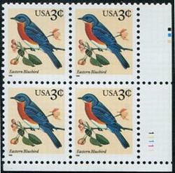 U.S. #3033 3c Eastern Bluebird PNB of 4