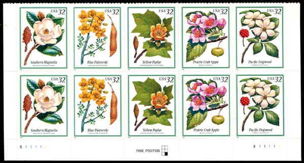 U.S. #3197a Flowering Trees PNB of 10