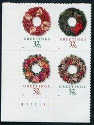 U.S. #3252b Christmas Wreaths PNB of 4