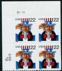 U.S. #3259 22c Uncle Sam PNB of 4