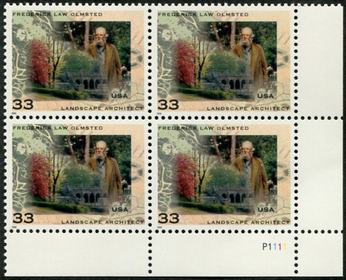 U.S. #3338 Frederick Law Olmsted PNB of 4