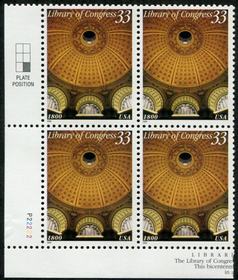 U.S. #3390 Library of Congress PNB of 4