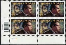 U.S. #3444 Thomas Wolfe PNB of 4