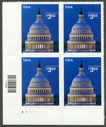 U.S. #3472  $3.50 Capitol Dome PNB of 4