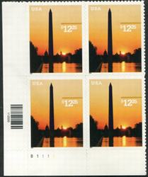 U.S. #3473 $12.25 Washington Monument PNB of 4