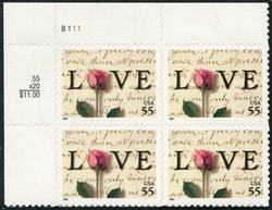 U.S. #3499 Love Letter by Abigail Smith PNB of 4