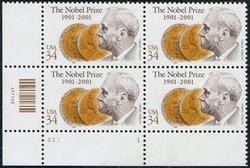 U.S. #3504 Nobel Prize Centenary PNB of 4