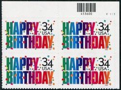 U.S. #3558 Happy Birthday PNB of 4