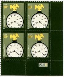 U.S. #3757 10c American Clock PNB of 4