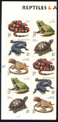 U.S. #3818a Reptiles PNB of 10