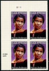 U.S. #3896 Marian Anderson - Black Heritage PNB of 4