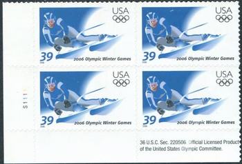 U.S. #3995 Winter Olympics, Turin, Italy PNB of 4