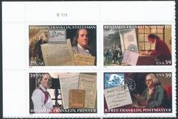 U.S. #4024a Benjamin Franklin - Block of 4 PNB of 4