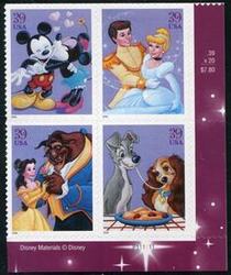 U.S. #4028a Disney: Romance PNB of 4