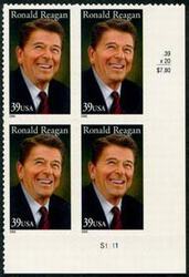 U.S. #4078 39c Ronald Reagan PNB of 4
