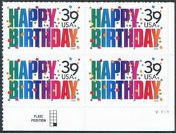 U.S. #4079 39c Happy Birthday PNB of 4